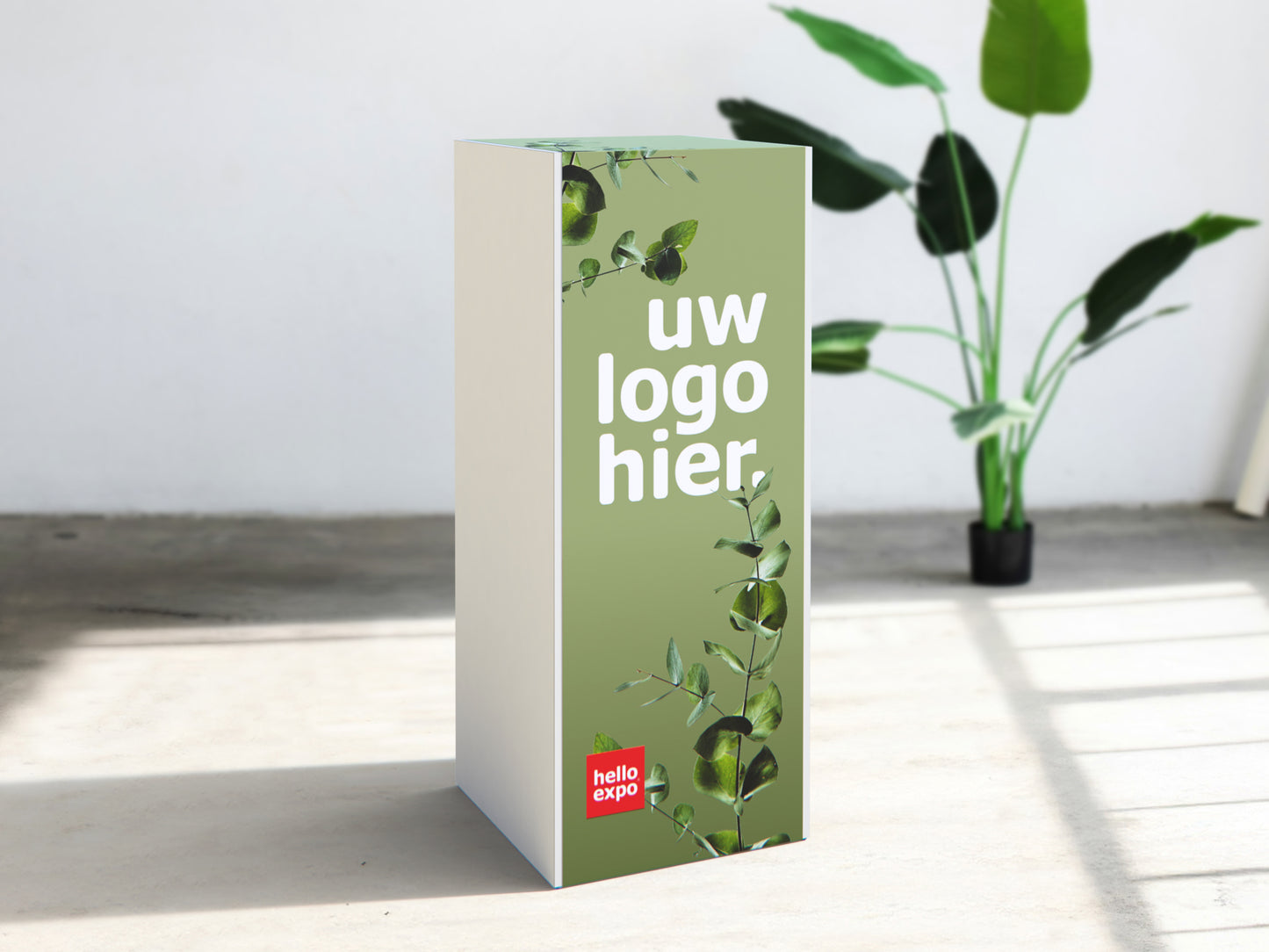 Bedrukte Houten Sokkel – Zuil of Pilaar – Voor beurs & Winkel