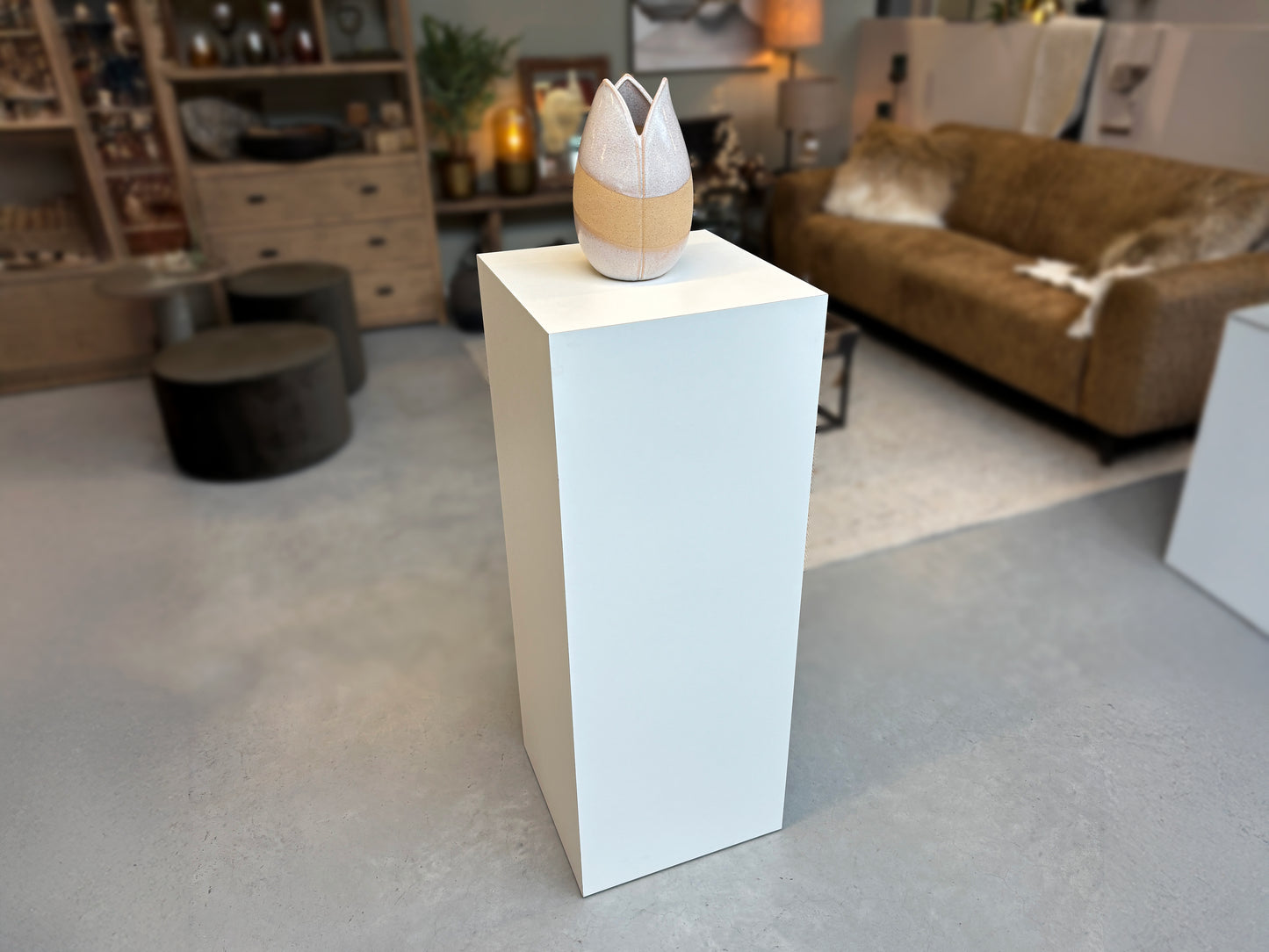 Houten Sokkel / Zuil op Maat – Wit – Voor Beurs & Showroom