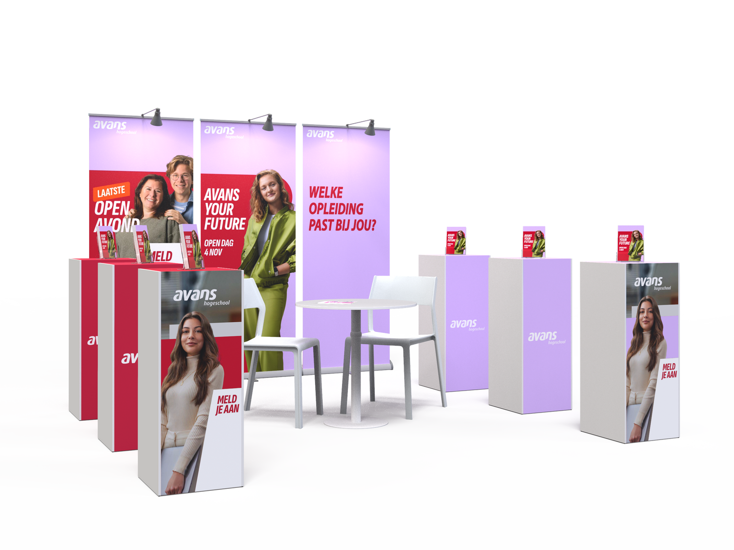 Inspiratie stand beurs voorbeeld Avans Hogeschool stand gemaakt van HelloExpo producten