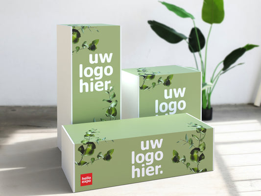 Bedrukte Houten Sokkel – Zuil of Pilaar op Maat – Voor Beurs & Winkel