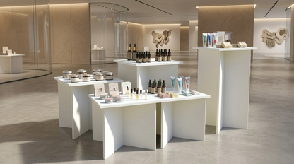 Compacte Houten Sokkel op Maat - Wit - Displayzuil voor Beurs & Winkel