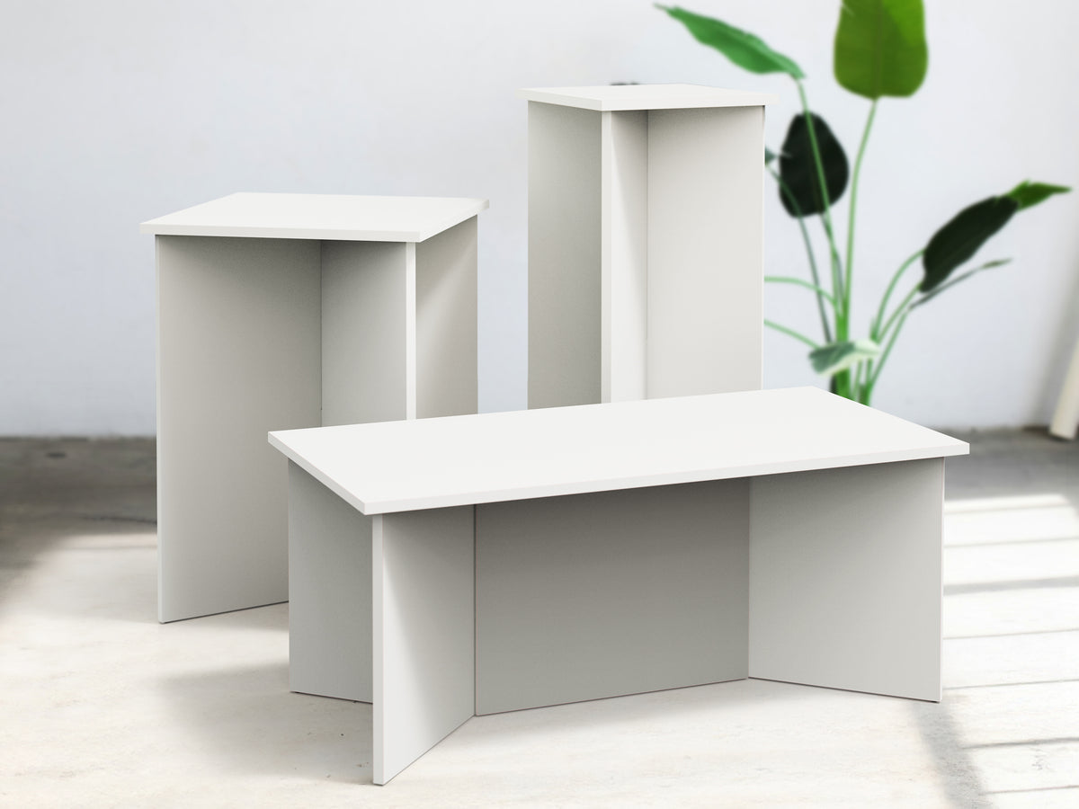 Compacte Houten Sokkel op Maat Wit - Presentatiezuil