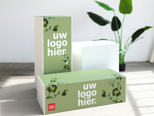 HelloExpo sokkel zuilen pilaar op maat uit hout wit voor beurs en winkels